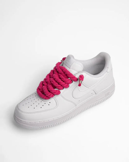 Nike White airforce1 customized pink rope laces