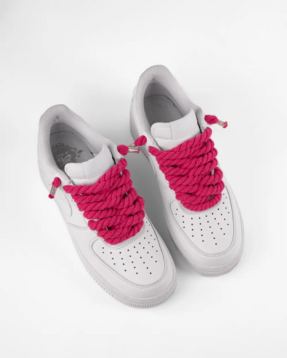 Nike White airforce1 customized pink rope laces