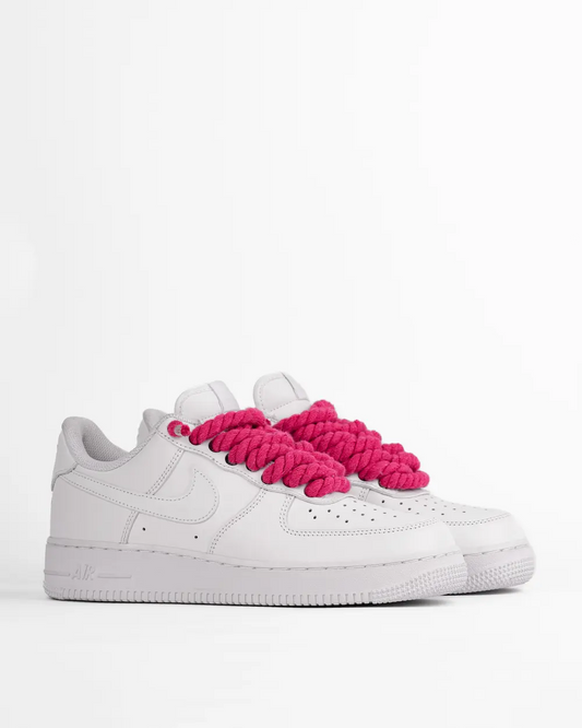 Nike White airforce1 customized pink rope laces