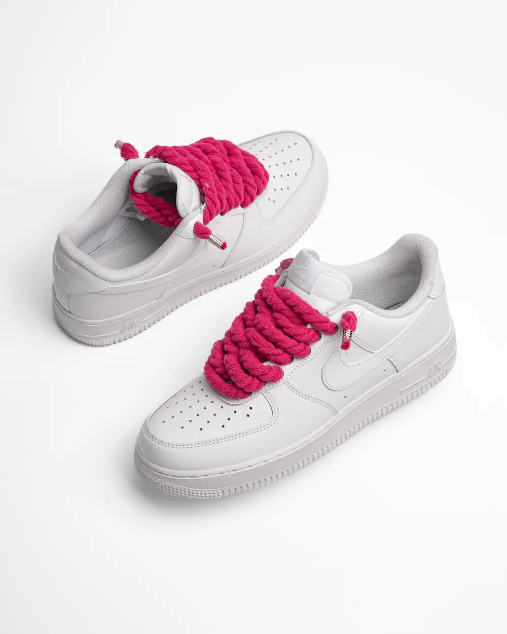 Nike White airforce1 customized pink rope laces